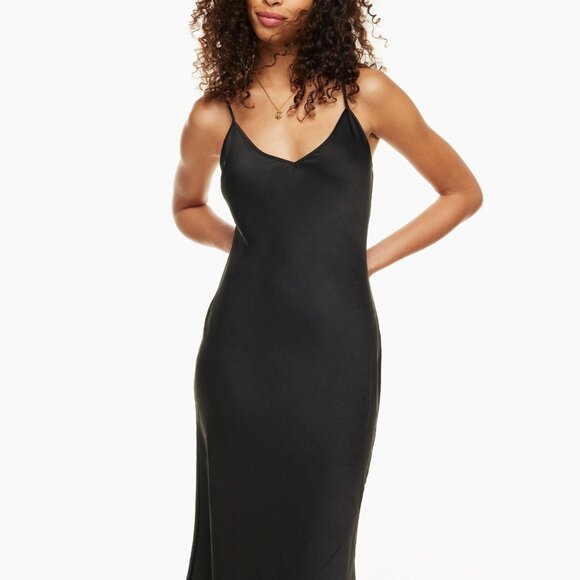Wilfred Only Slip Satin Midi Dress - Black, Medium - Picture 1 of 9